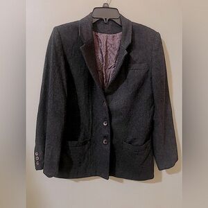 Vintage Carriage Court 100% Virgin Wool Dark grey Blazer Jacket Pockets small